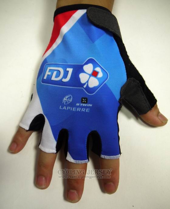 2015 FDJ Gloves Cycling Bluee