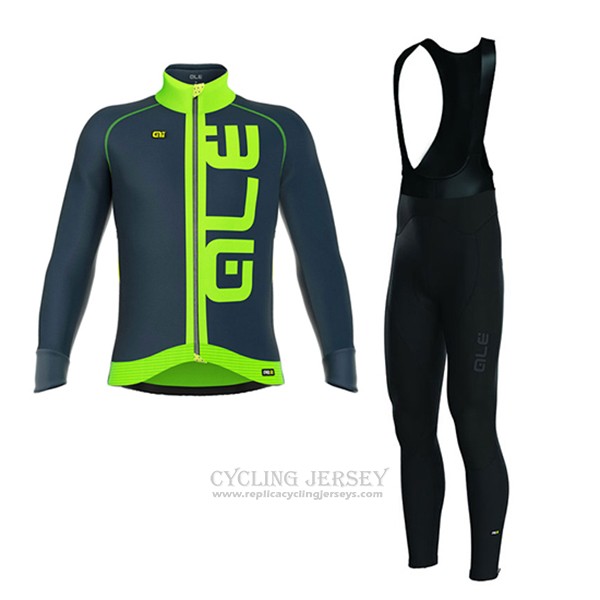 2017 Cycling Jersey ALE Graphics Prr Arcobaleno Blue and Green Long Sleeve and Bib Tight