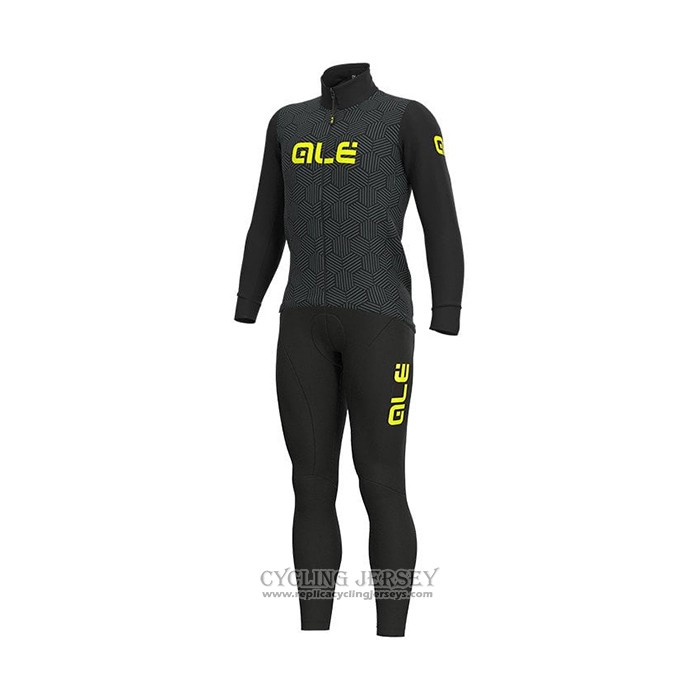 2021 Cycling Jersey ALE Black Long Sleeve And Bib Tight QXF21-0037