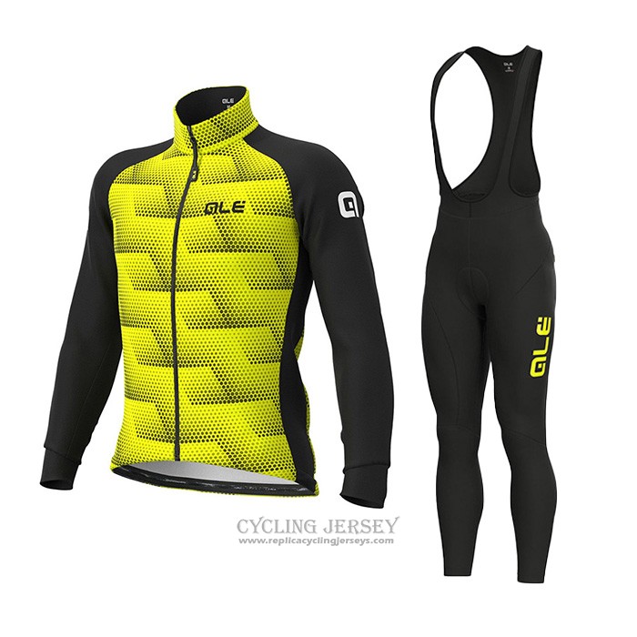 2021 Cycling Jersey ALE Black Yellow Long Sleeve And Bib Tight