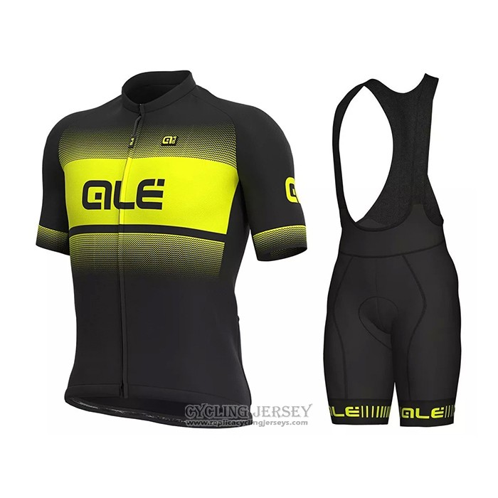 2021 Cycling Jersey ALE Black Yellow Short Sleeve And Bib Short
