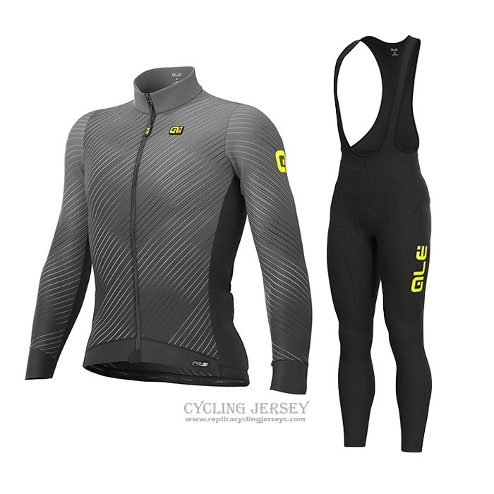 2021 Cycling Jersey ALE Gray Long Sleeve And Bib Tight