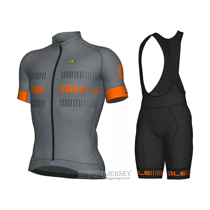 2021 Cycling Jersey ALE Gray Orange Short Sleeve And Bib Short