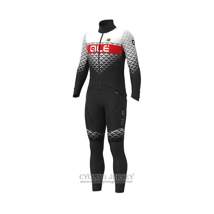 2021 Cycling Jersey ALE White Black Red Long Sleeve And Bib Tight