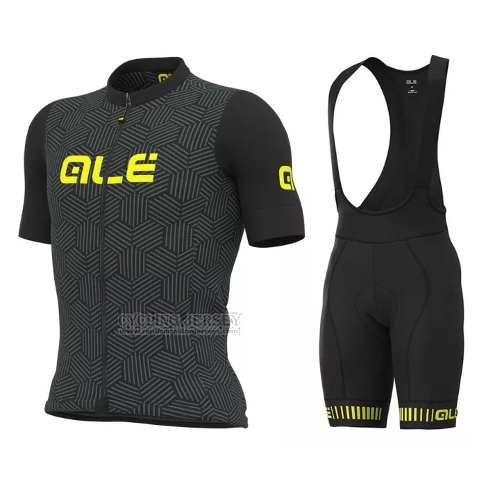 2022 Cycling Jersey ALE Black Yellow Short Sleeve and Bib Short