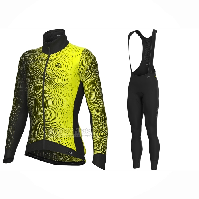 2023 Cycling Jersey ALE Black Yellow Long Sleeve and Bib Short
