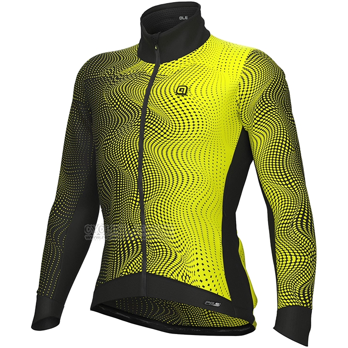2023 Cycling Jersey ALE Black Yellow Long Sleeve and Bib Short