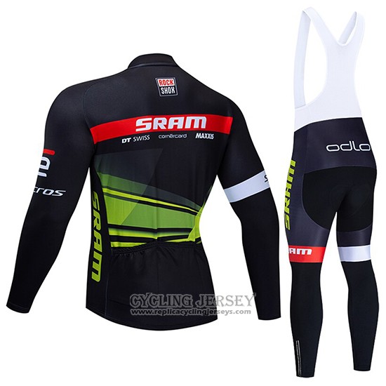 2020 Cycling Jersey Sram Black Green Long Sleeve And Bib Tight