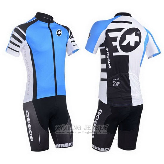 2013 Cycling Jersey Assos Sky Blue and Black Short Sleeve and Bib Short