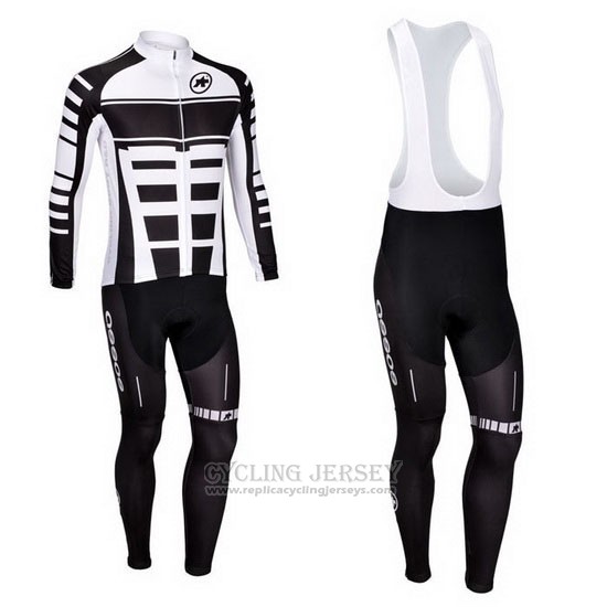 2013 Cycling Jersey Assos White and Black Long Sleeve and Bib Tight