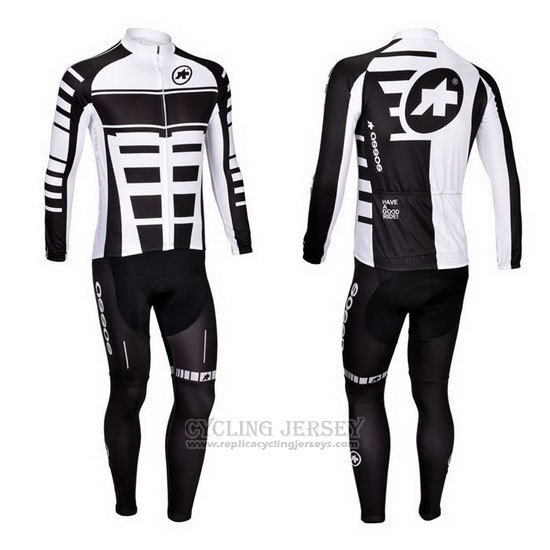2013 Cycling Jersey Assos White and Black Long Sleeve and Bib Tight