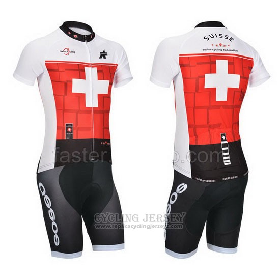 2014 Cycling Jersey Assos White and Red Short Sleeve and Bib Short