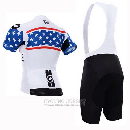 2015 Cycling Jersey Assos White and Blue Short Sleeve and Bib Short