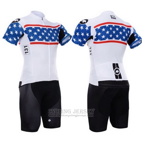 2015 Cycling Jersey Assos White and Blue Short Sleeve and Bib Short