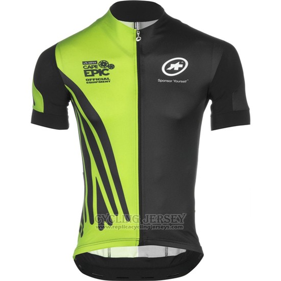 2016 Cycling Jersey Assos Black and Green Short Sleeve and Bib Short