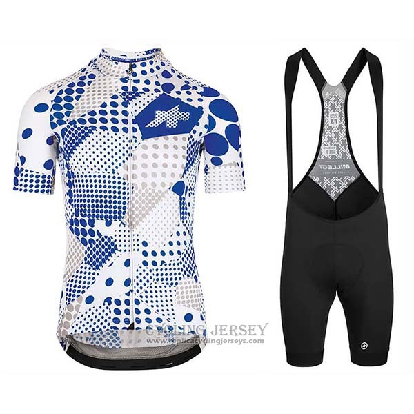 2020 Cycling Jersey Assos Erlkoenig Blue White Short Sleeve And Bib Short
