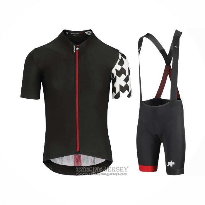 2021 Cycling Jersey Assos Black White Red Short Sleeve And Bib Short