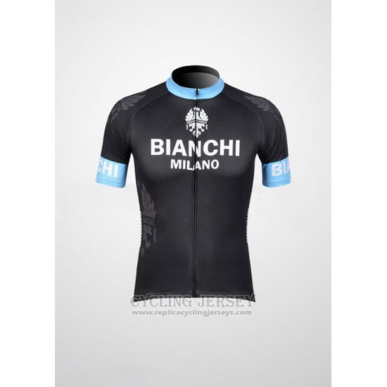 2012 Cycling Jersey Bianchi Black and Light Blue Short Sleeve and Bib Short