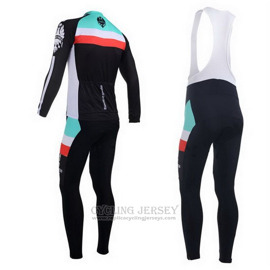 2013 Cycling Jersey Bianchi Black and Light Blue Long Sleeve and Bib Tight