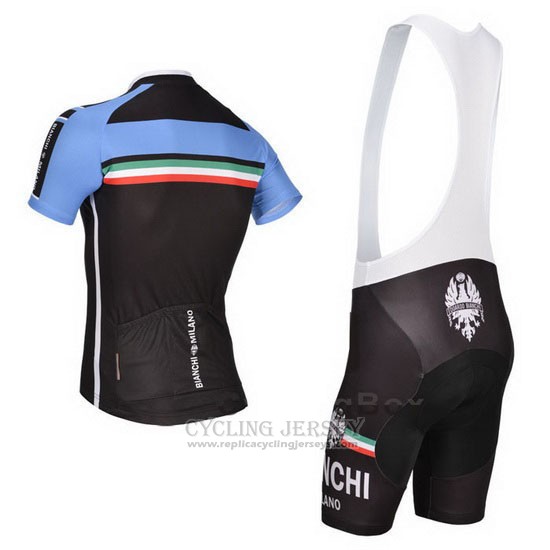 2014 Cycling Jersey Bianchi Black and Blue Short Sleeve and Bib Short