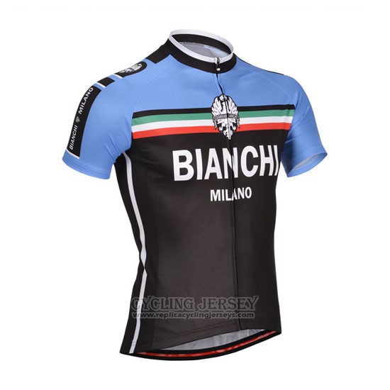 2014 Cycling Jersey Bianchi Black and Blue Short Sleeve and Bib Short