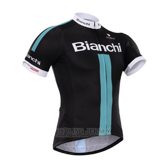 2014 Cycling Jersey Bianchi Black and Green Short Sleeve and Bib Short