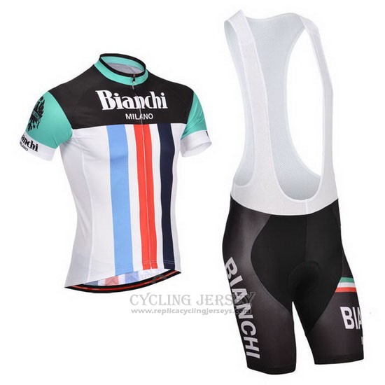 2014 Cycling Jersey Bianchi Black and White Short Sleeve and Bib Short