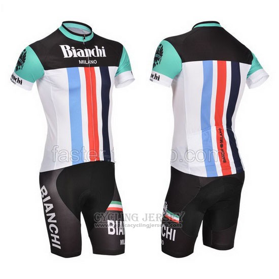 2014 Cycling Jersey Bianchi Black and White Short Sleeve and Bib Short