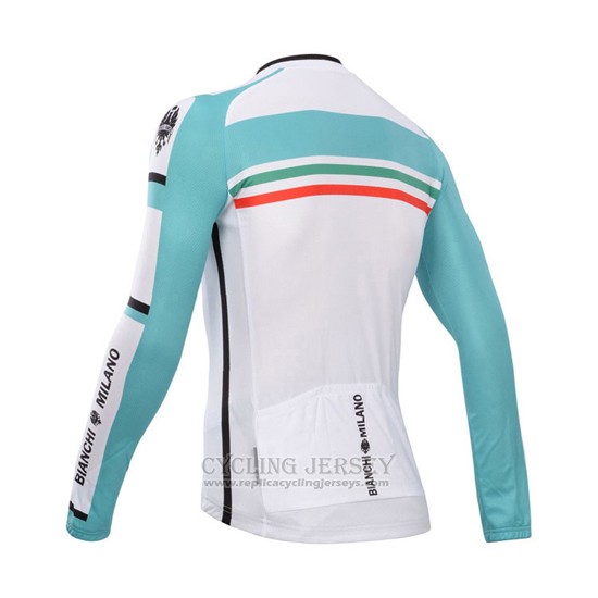 2014 Cycling Jersey Bianchi Green and White Long Sleeve and Bib Tight