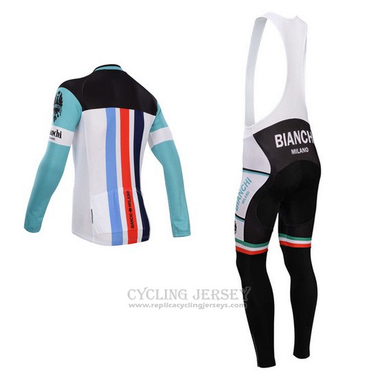 2014 Cycling Jersey Bianchi White and Green Long Sleeve and Bib Tight