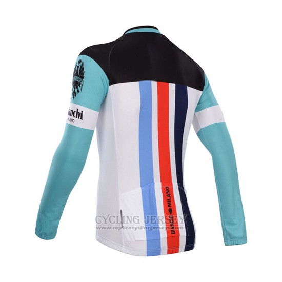 2014 Cycling Jersey Bianchi White and Green Long Sleeve and Bib Tight