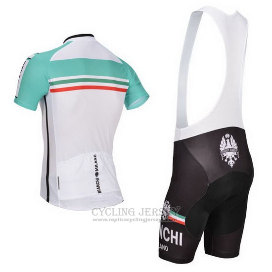 2014 Cycling Jersey Bianchi White and Green Short Sleeve and Bib Short
