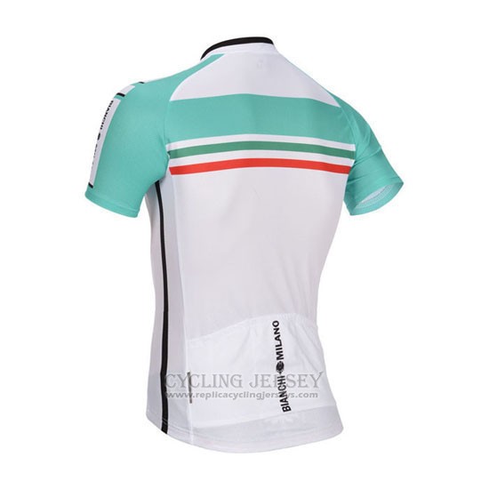 2014 Cycling Jersey Bianchi White and Green Short Sleeve and Bib Short