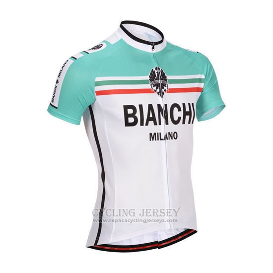 2014 Cycling Jersey Bianchi White and Green Short Sleeve and Bib Short