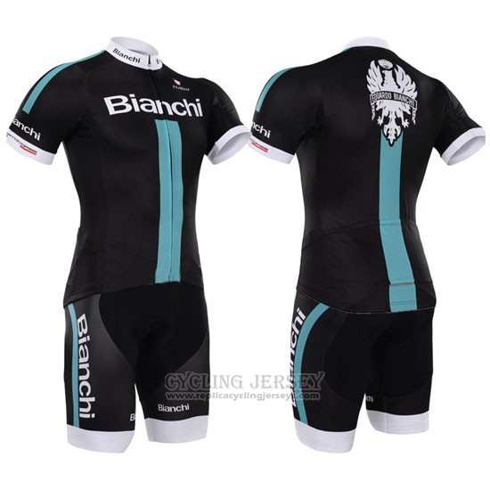 2015 Cycling Jersey Bardiani Black and Blue Short Sleeve and Bib Short