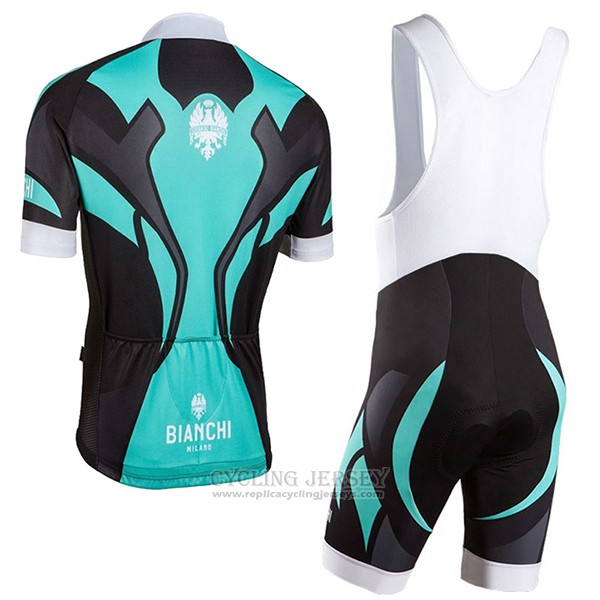 2016 Cycling Jersey Bianchi Black and Sky Blue Short Sleeve and Bib Short