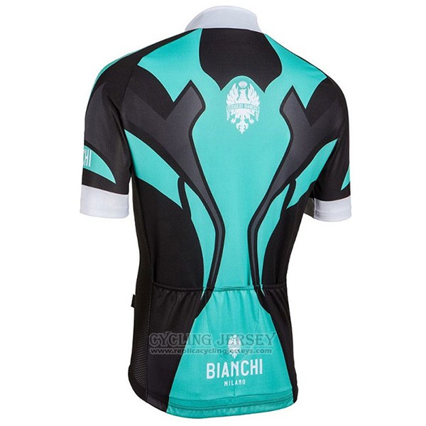 2016 Cycling Jersey Bianchi Black and Sky Blue Short Sleeve and Bib Short