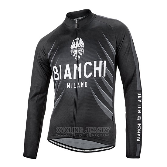 2016 Cycling Jersey Bianchi Black and White Long Sleeve and Bib Tight