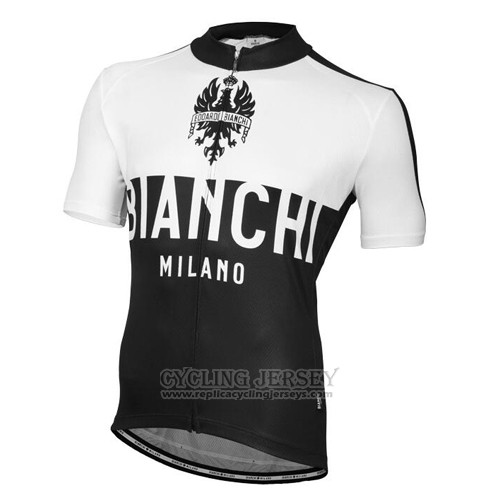 2016 Cycling Jersey Bianchi Black and White Short Sleeve and Bib Short