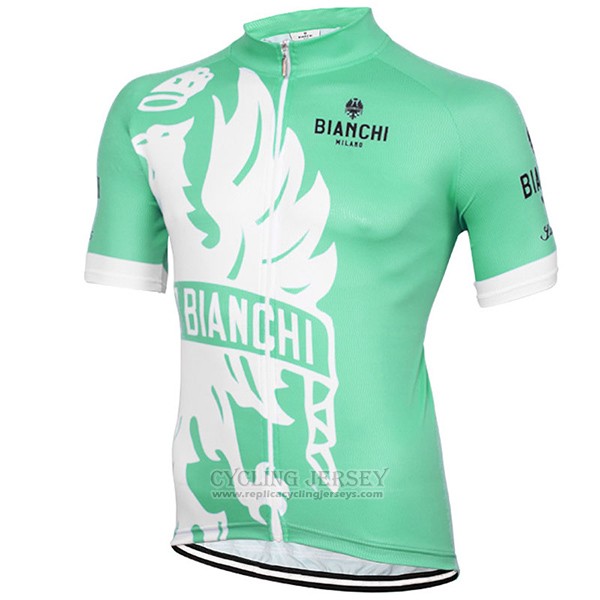 2016 Cycling Jersey Bianchi Green and White Short Sleeve and Bib Short