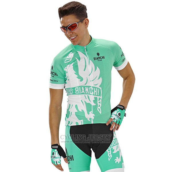 2016 Cycling Jersey Bianchi Green and White Short Sleeve and Bib Short
