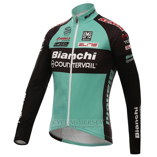 2016 Cycling Jersey Bianchi Mtb Black and Green Long Sleeve and Bib Tight