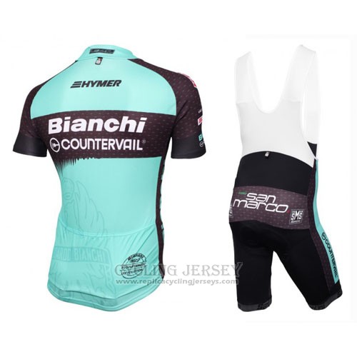 2016 Cycling Jersey Bianchi Mtb Light Blue and Black Short Sleeve and Bib Short