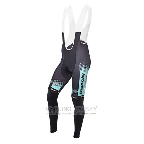 2016 Cycling Jersey Bianchi Mtb Ml Black and Green Long Sleeve and Bib Tight