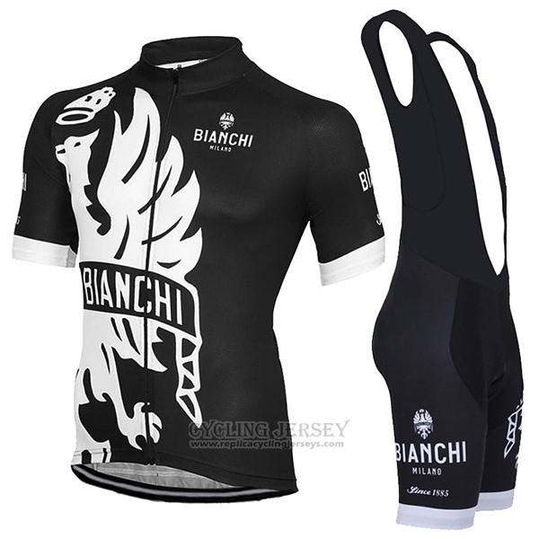 2016 Cycling Jersey Bianchi White and Black Short Sleeve and Bib Short