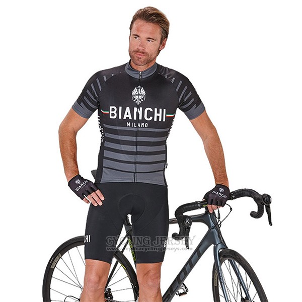 2017 Cycling Jersey Bianchi Milano Albatros Gray Short Sleeve and Bib Short