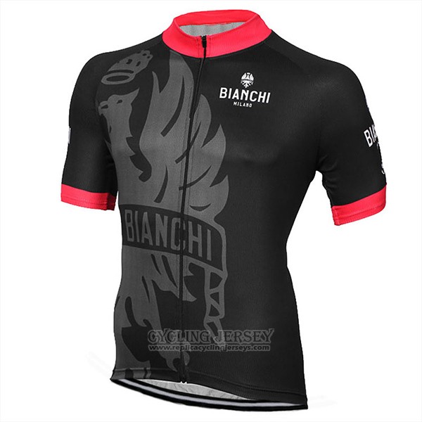 2017 Cycling Jersey Bianchi Milano Black Short Sleeve and Bib Short