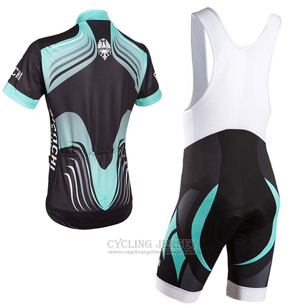 2017 Cycling Jersey Bianchi Milano Black and Green Short Sleeve and Bib Short