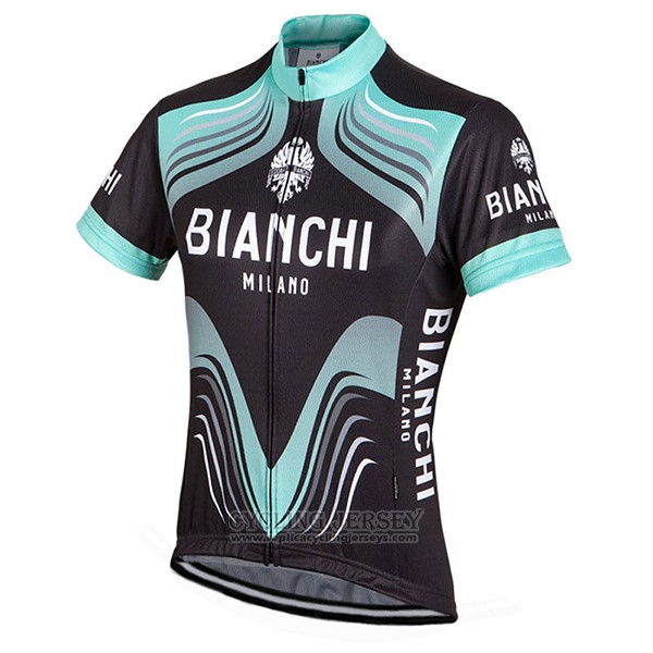 2017 Cycling Jersey Bianchi Milano Black and Green Short Sleeve and Bib Short