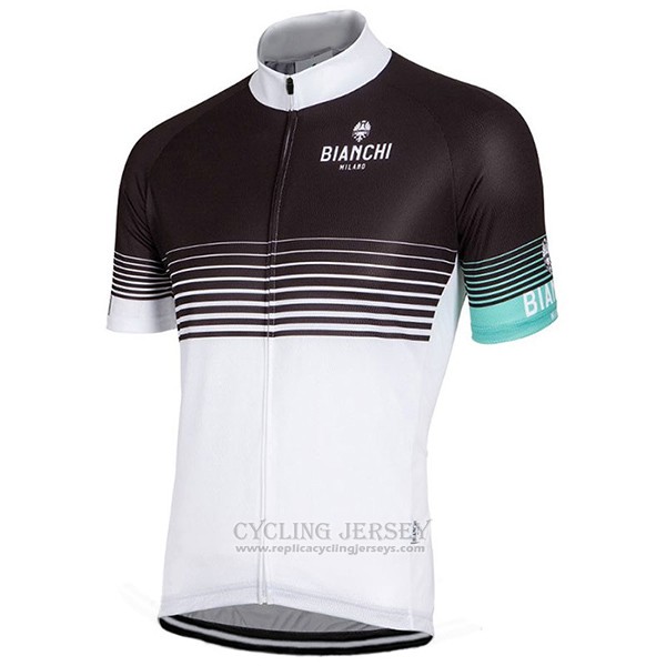 2017 Cycling Jersey Bianchi Milano Black and White Short Sleeve and Bib Short